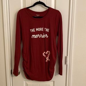 Motherhood Maternity. Size Large. Red Christmas top. Worn once.